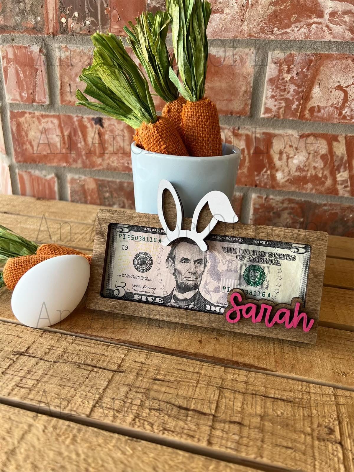 Custom Easter 2025 Bunny Money Holder, Bunny Cash Holder for Kids,  Personalized Easter Money Holder Gift FAST shipping!!!!