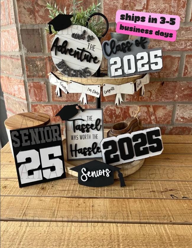 Class of 2025 graduation tiered tray set-customized with your class colors-individual pieces, full set available