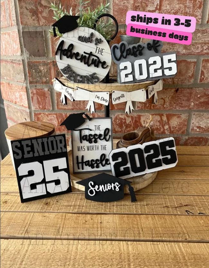 Class of 2025 graduation tiered tray set-customized with your class colors-individual pieces, full set available