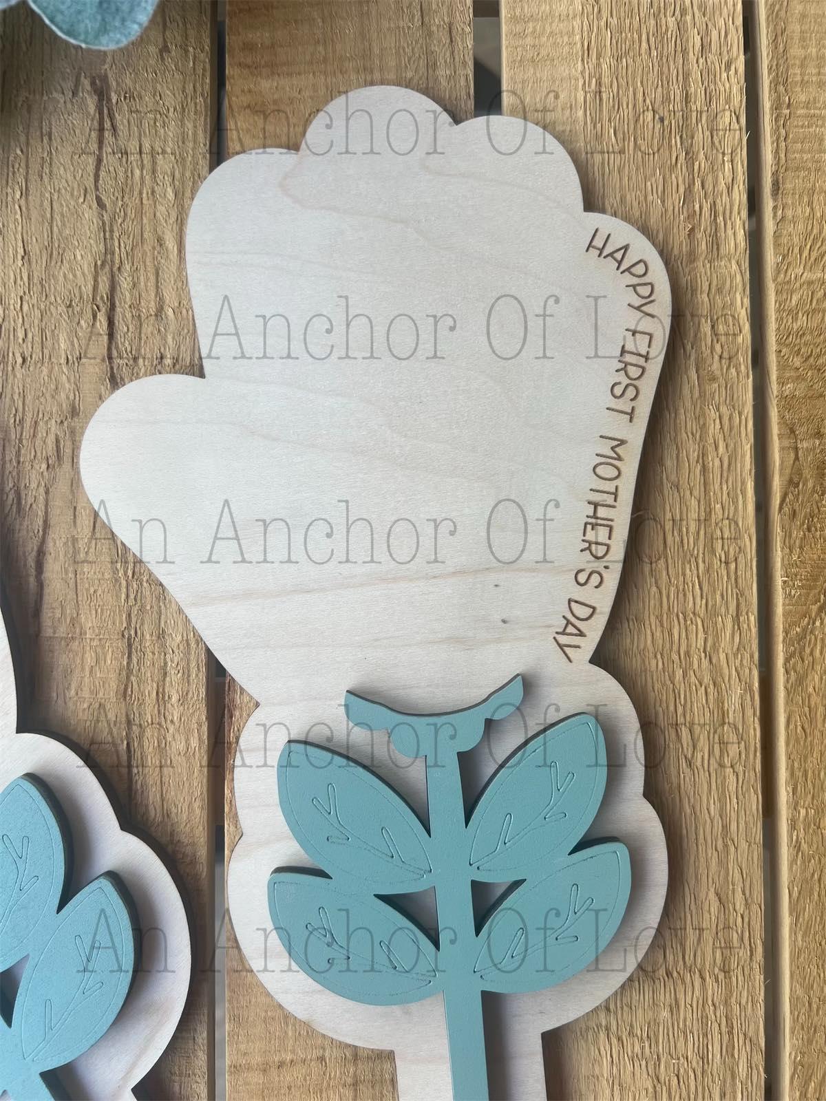 Custom Handprint Sign for Mother's Day Gift DIY Handprint Sign Flowers for Grandma Personalized  Wooden Mothers Day' Gift, Kids Names