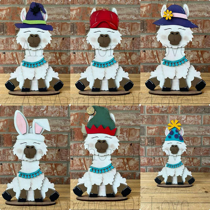 LLAMA with Interchangeable Hats // LLAMA Decoration //Farm Yard Shelf Sitter// Viral Shelf Sitter with hats