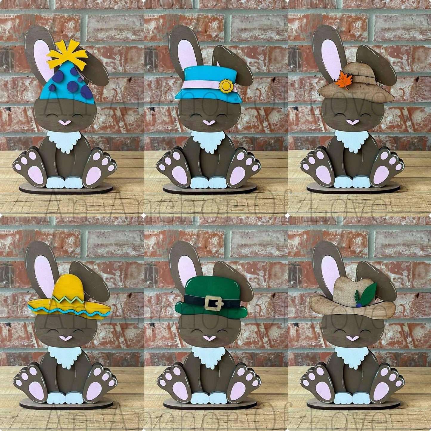 Bunny with Interchangeable Hats // Bunny Decoration //Farm Yard Shelf Sitter// Viral Shelf Sitter with hats