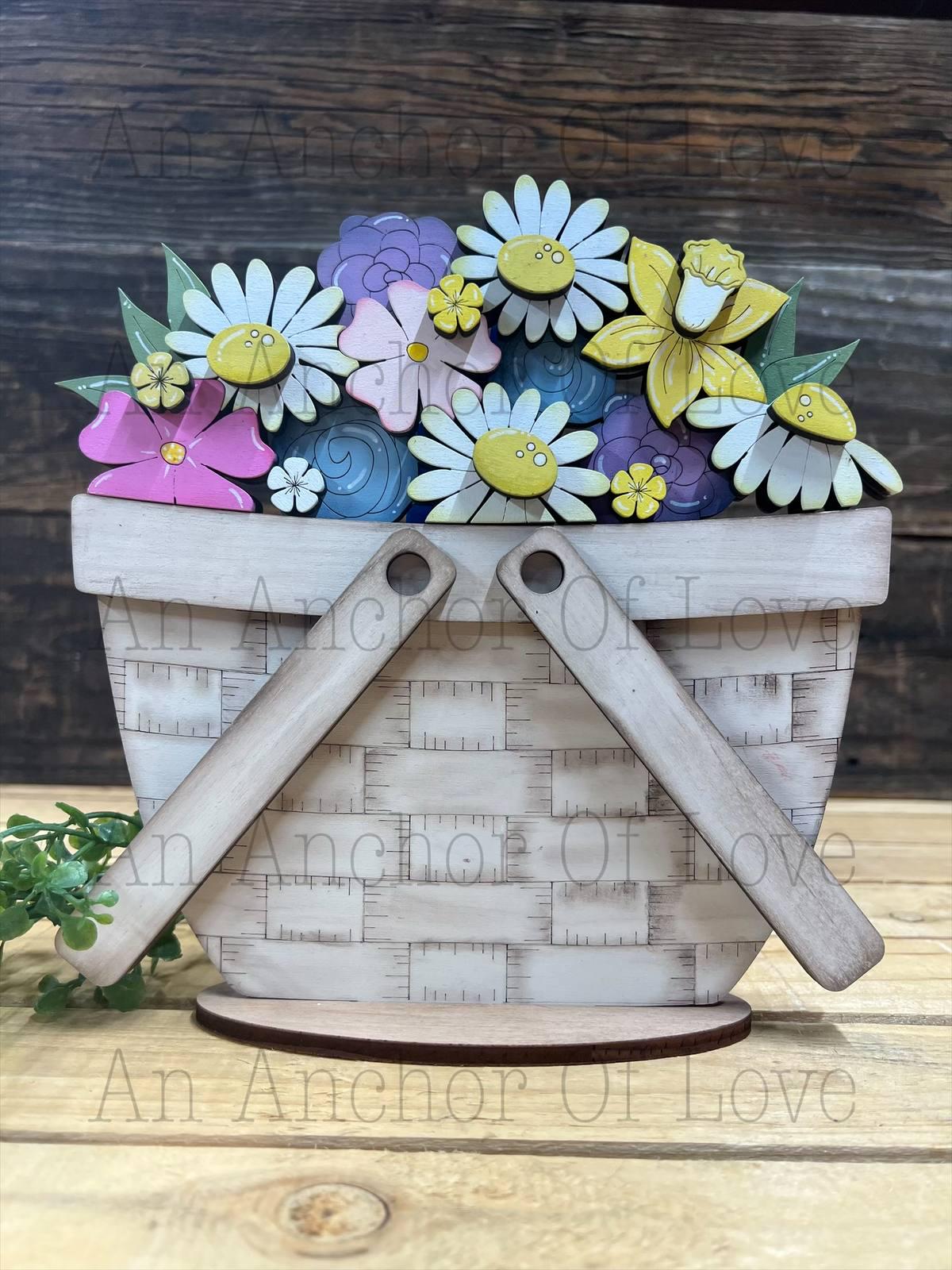 Spring Floral  Basket - interchangeable Basket mini Insert- Basket interchangeable