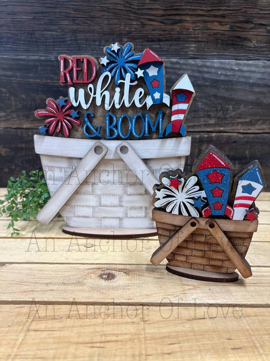 Fourth Of July Basket - interchangeable Basket mini Insert- Basket interchangeable