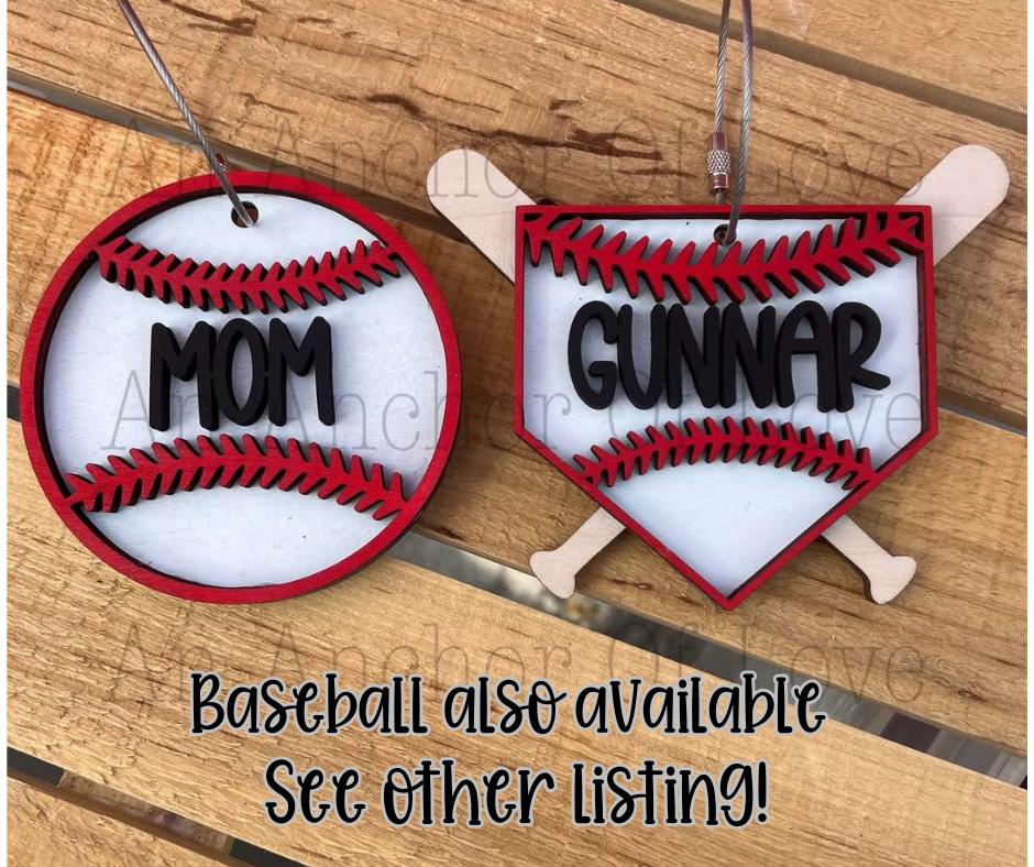Softballl Mom Bag Tag - Softball bag tag - Softball Bag Tag - Softball Charm - Softball Bag Charm - -Personalized Softball Bag Tag for Kids