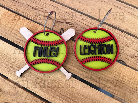 Softballl Mom Bag Tag - Softball bag tag - Softball Bag Tag - Softball Charm - Softball Bag Charm - -Personalized Softball Bag Tag for Kids