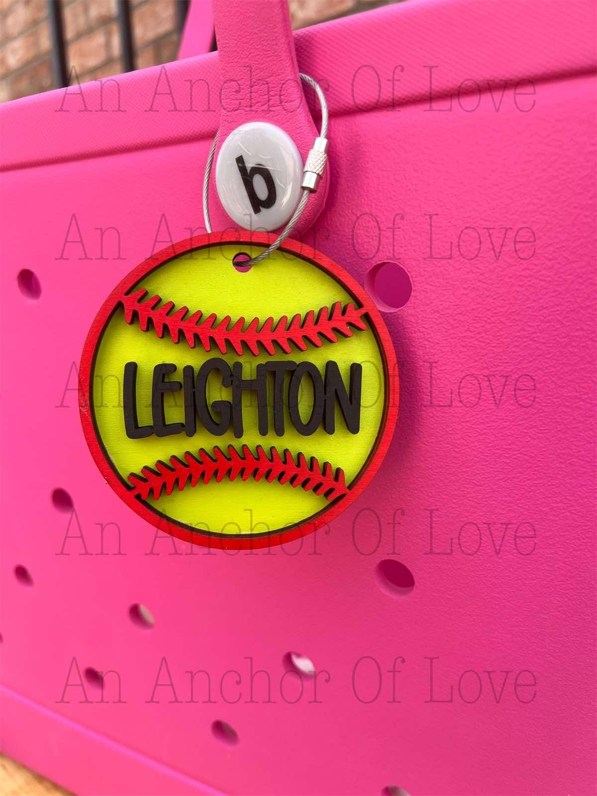 Softballl Mom Bag Tag - Softball bag tag - Softball Bag Tag - Softball Charm - Softball Bag Charm - -Personalized Softball Bag Tag for Kids