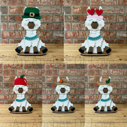LLAMA with Interchangeable Hats // LLAMA Decoration //Farm Yard Shelf Sitter// Viral Shelf Sitter with hats
