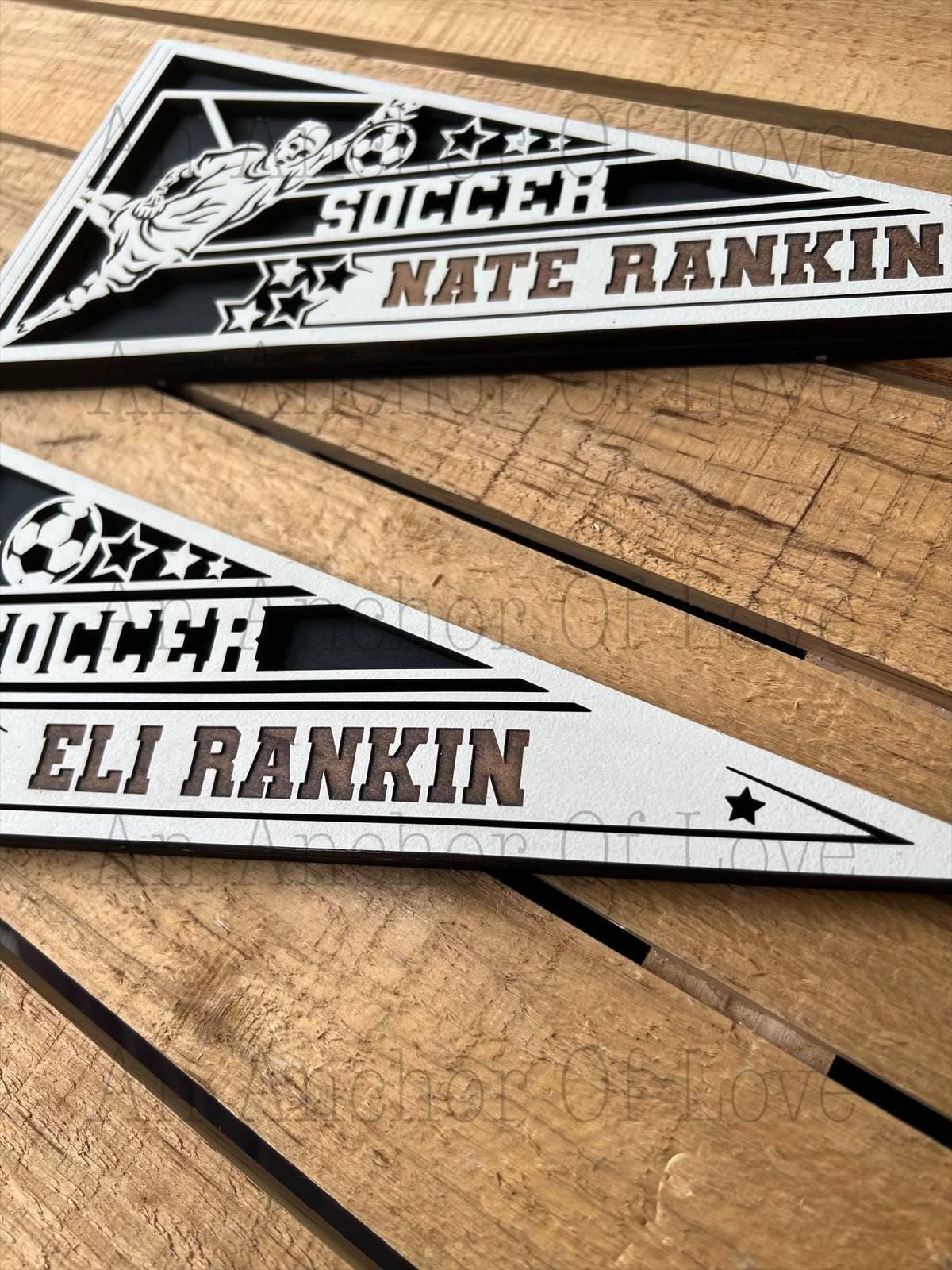 Personalized Soccer Player Sign-Wood Sport Pennant | Soccer Pennant | Pennant Flag | Wood Soccer Pennant Flag | Custom Pennant Flag