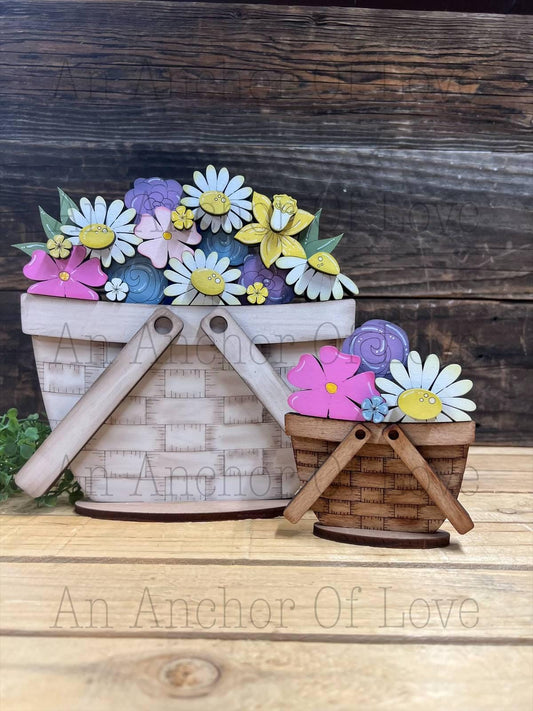 Spring Floral  Basket - interchangeable Basket mini Insert- Basket interchangeable
