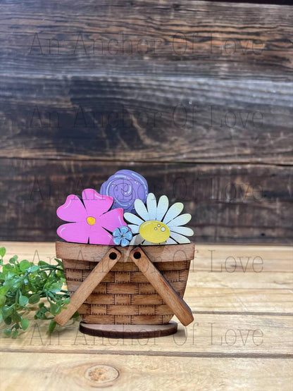 Spring Floral  Basket - interchangeable Basket mini Insert- Basket interchangeable