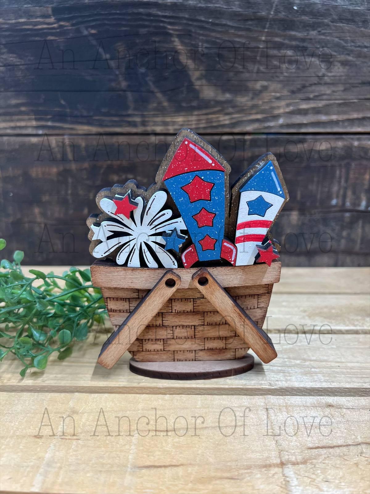Fourth Of July Basket - interchangeable Basket mini Insert- Basket interchangeable