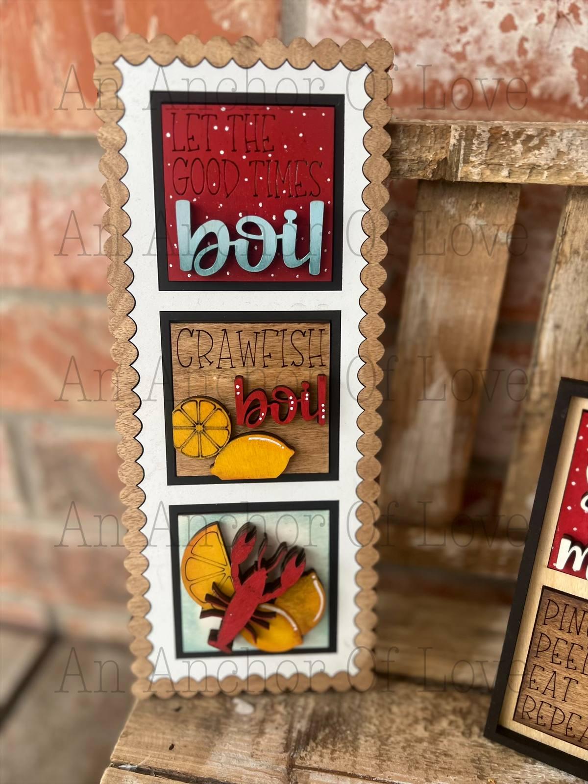Mini Interchangeable tile Crawfish Boil- Summer ladder- Mini leaning ladder- mini tile bases- mini ladder- tiered tray ladder