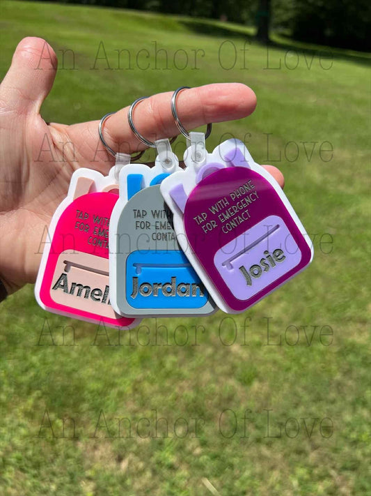 Emergency Contact Backpack Tag | Acrylic NFC Backpack Tag | NFC Keychain | Emergency Contact Nfc Keychain FAST Shipping