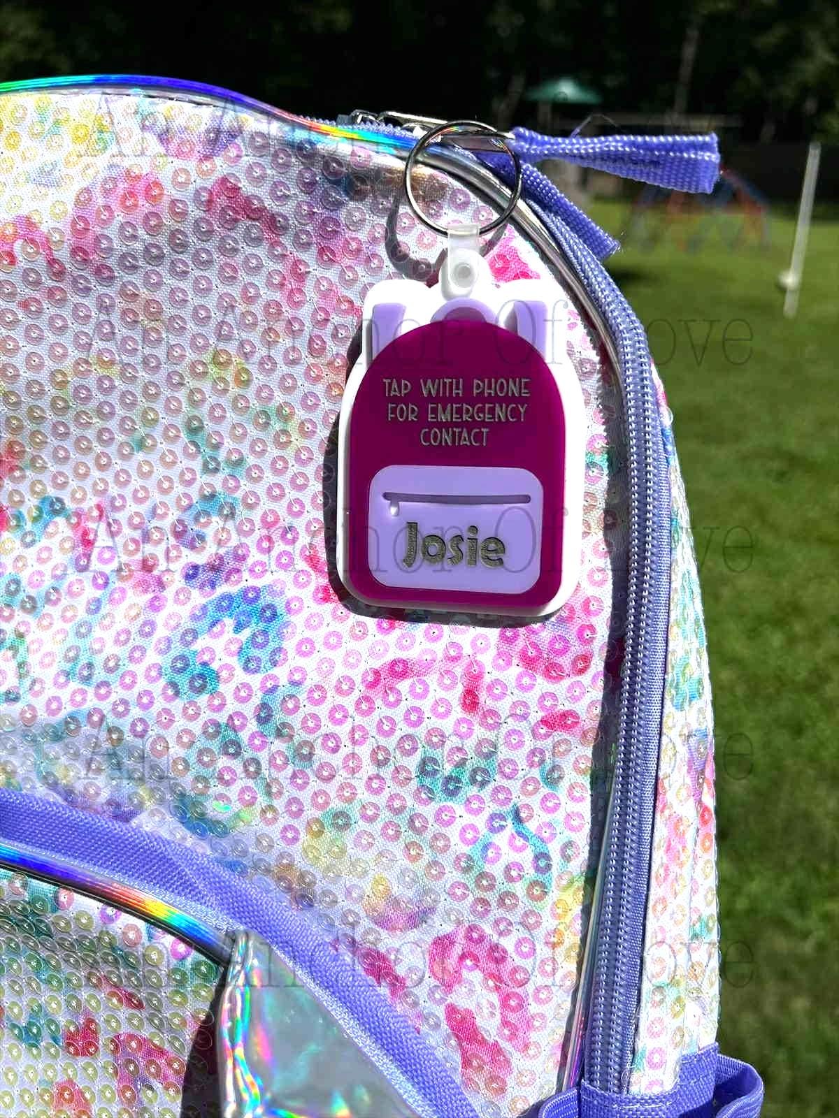 Emergency Contact Backpack Tag | Acrylic NFC Backpack Tag | NFC Keychain | Emergency Contact Nfc Keychain FAST Shipping