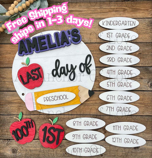 Personalized First Day of School Photo Prop, Interchangeable School Milestones sign, Back to School Sign Kit, School Milestones FastShip!