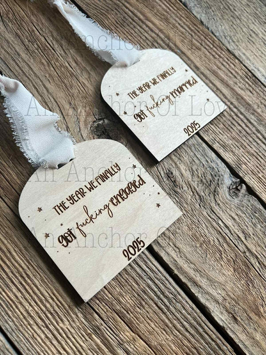 Funny Wedding Ornament, Finally Married Ornament, Christmas Gift, Newlywed Gift, Holiday, Bridesmaid Gift/ 2025 Christmas ornament