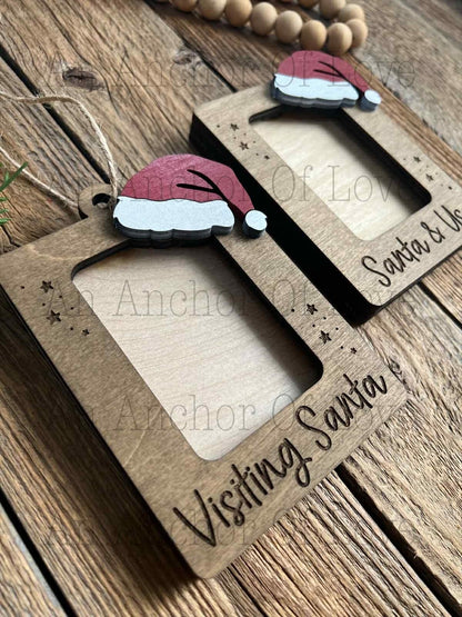 Santa frame ornament or magnet, different sayings available, kids ornament Christmas Ornament 2025, visit with Santa, Family Christmas Gift