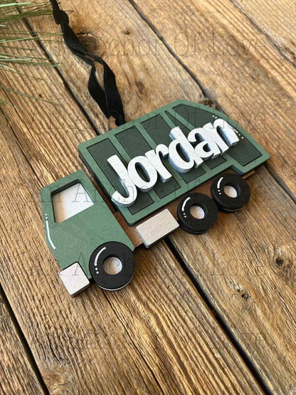 Hand Painted 2025 Garbage Truck Christmas Ornament - Personalized