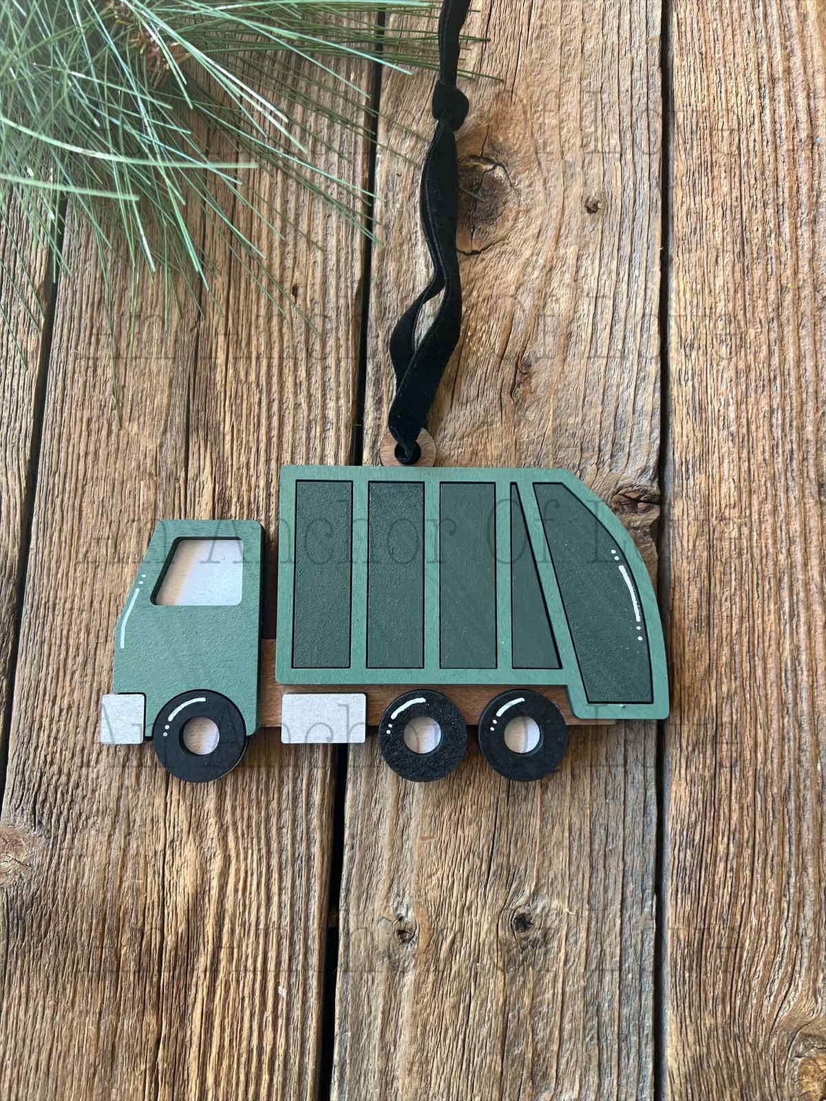Hand Painted 2025 Garbage Truck Christmas Ornament - Personalized