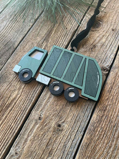 Hand Painted 2025 Garbage Truck Christmas Ornament - Personalized