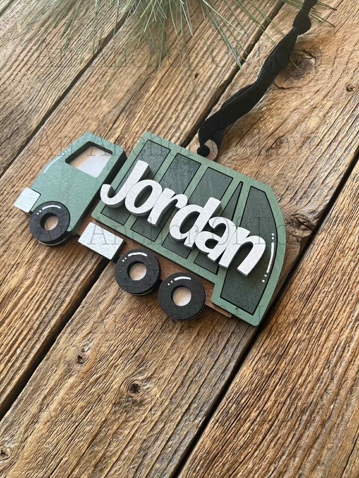 Hand Painted 2025 Garbage Truck Christmas Ornament - Personalized