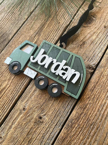 Hand Painted 2025 Garbage Truck Christmas Ornament - Personalized