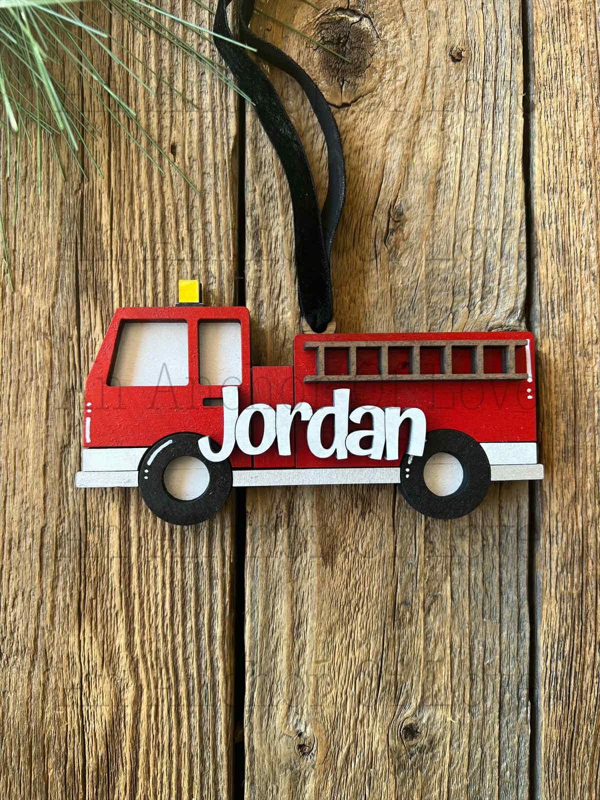 Hand Painted 2025 Fire Truck Christmas Ornament - Personalized