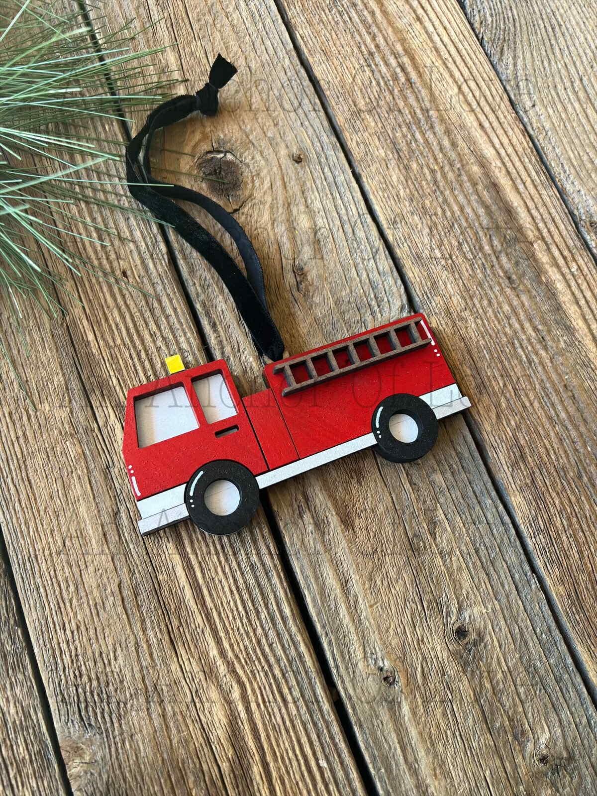 Hand Painted 2025 Fire Truck Christmas Ornament - Personalized