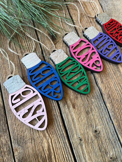 Personalized Single Name Christmas Bulb Ornament- two layer wood ornament Christmas Gift- 2025