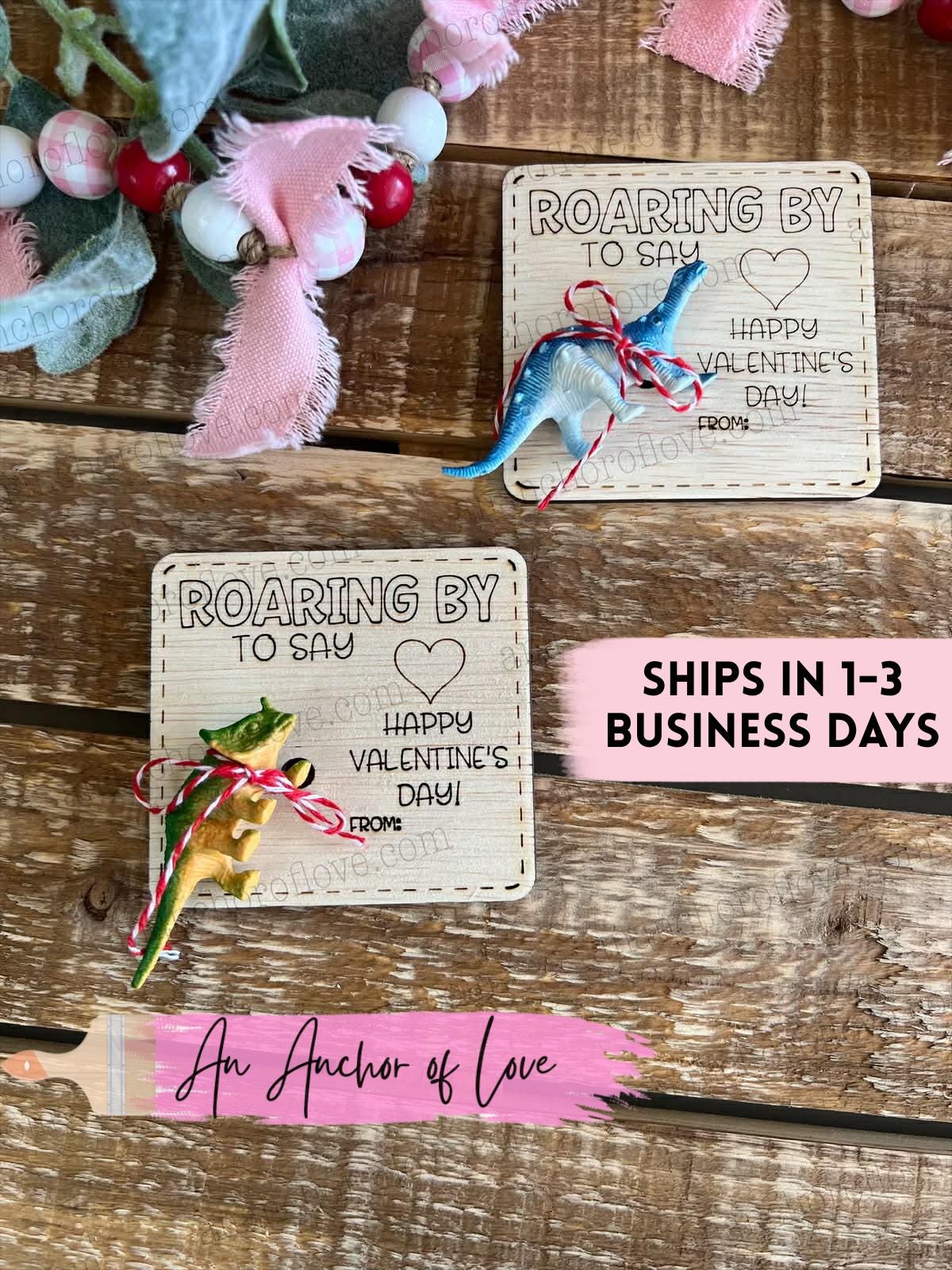 Kid's Dinosaur Valentines for Classroom - Kid's Valentines Cards - Valentine Toys for Classroom - Dinosaurs valentine