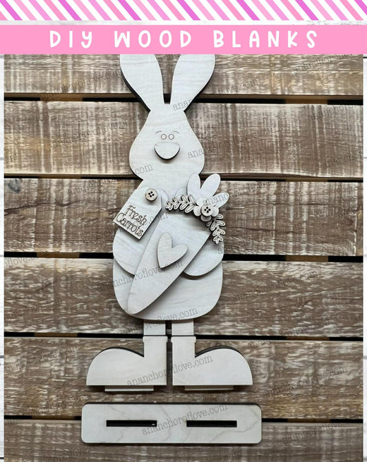 DIY Unpainted-Prim Easter Bunny standing Sign | Rustic  Easter Decor | Home Sign mantel decor