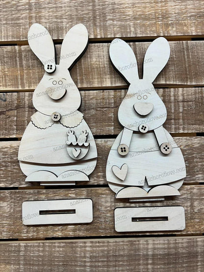 DIY Unpainted-Prim Easter Bunny Set | Rustic  Easter Decor | Home Sign mantel decor