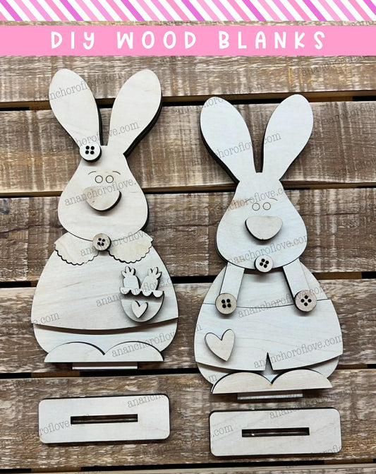DIY Unpainted-Prim Easter Bunny Set | Rustic  Easter Decor | Home Sign mantel decor