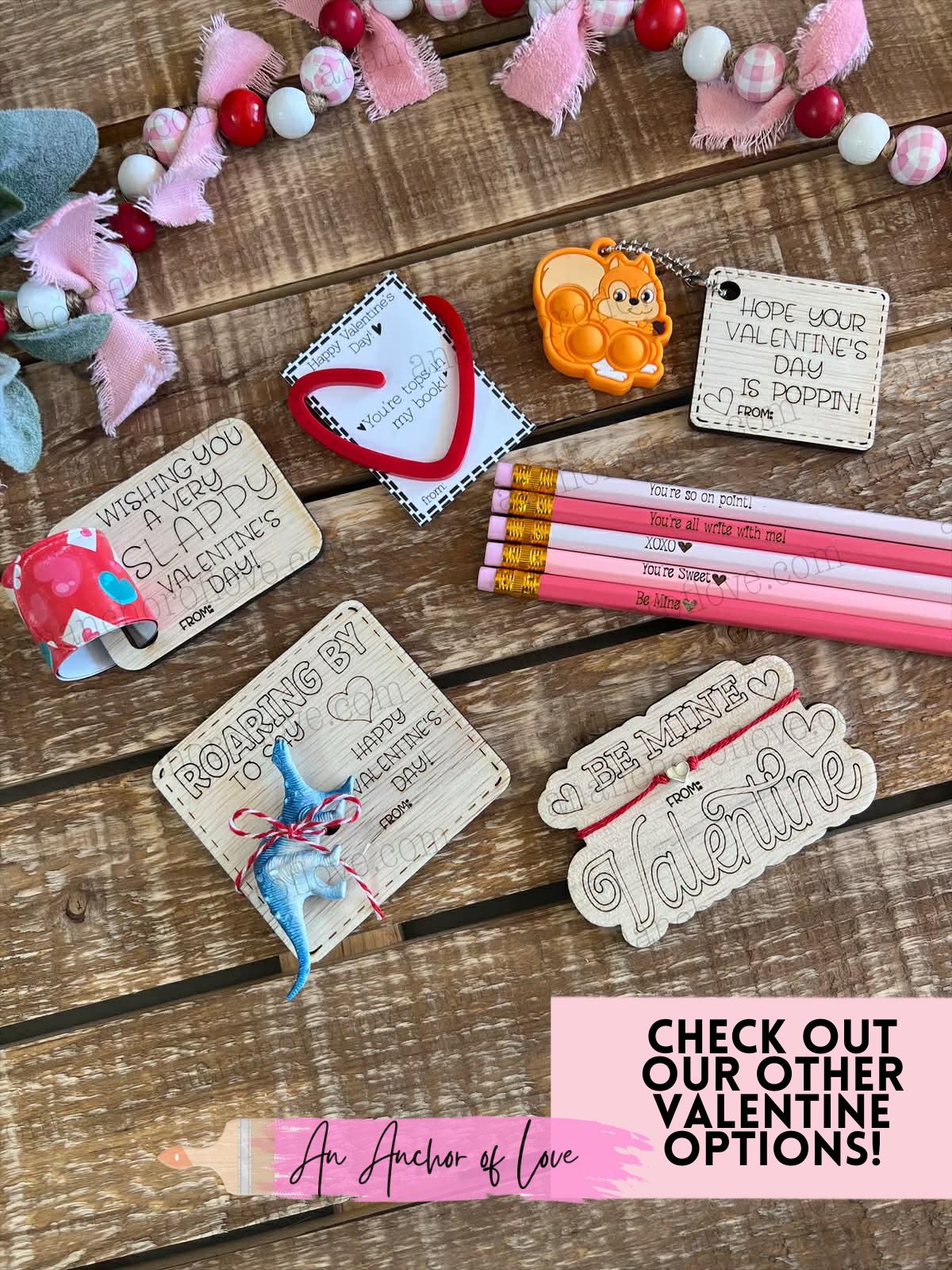 Kid's Valentines pencils 8 count-Classroom Valentine, engraved pencils, Conversation Heart Pencils