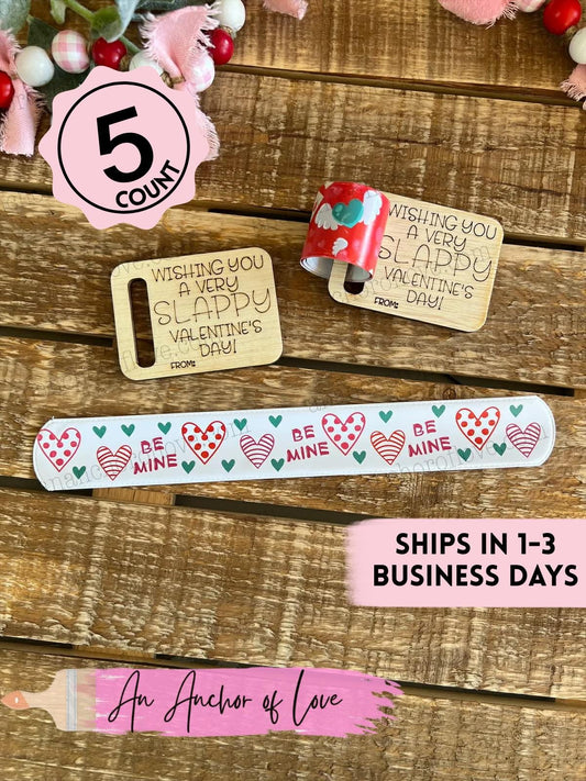 Kid's Valentines slap bracelet with card for Classroom - Kid's Valentines Cards - Valentine Toys for Classroom - bracelet valentine