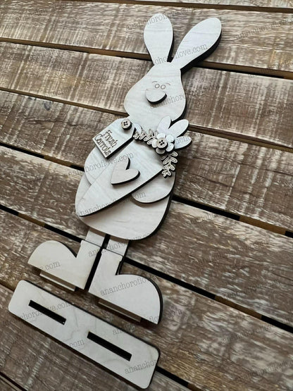 DIY Unpainted-Prim Easter Bunny standing Sign | Rustic  Easter Decor | Home Sign mantel decor