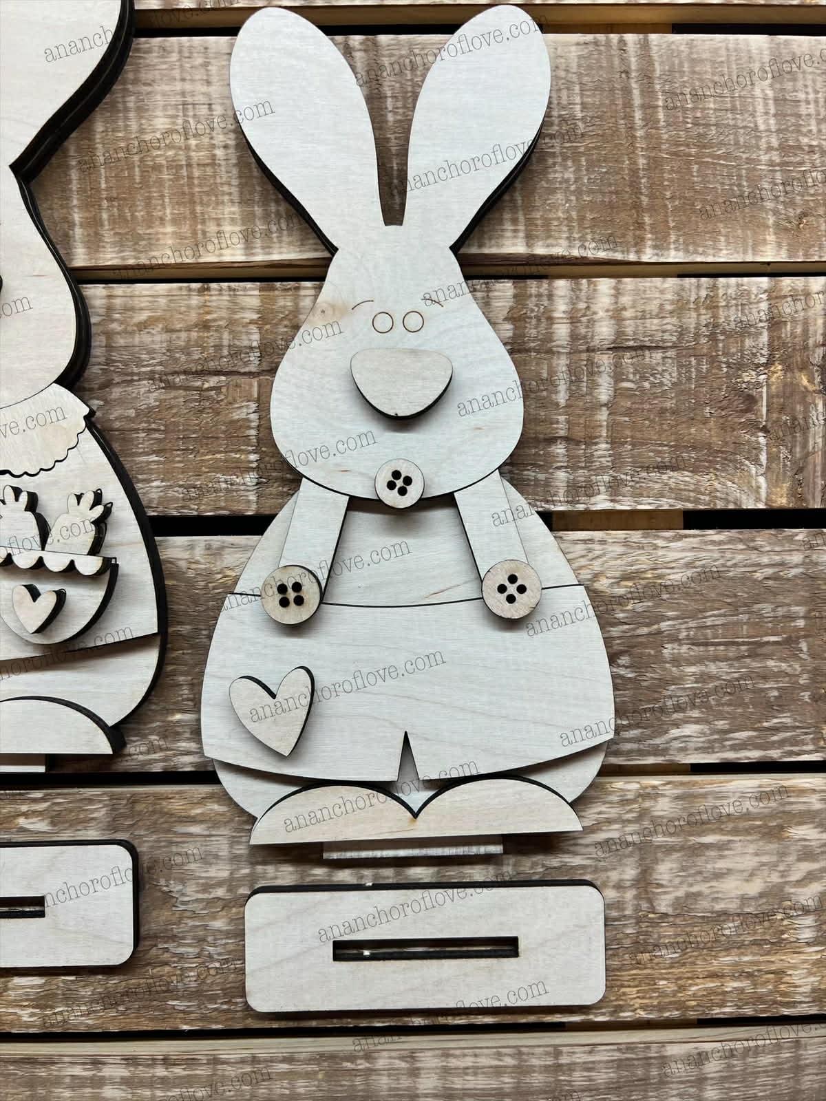 DIY Unpainted-Prim Easter Bunny Set | Rustic  Easter Decor | Home Sign mantel decor