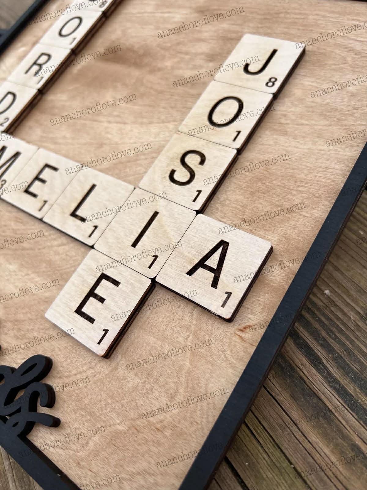Family Crossword Puzzle Name Sign | Personalized Wooden Family Name Decor | Custom Wall Art, Mothers Day Gift Grandparents Gift