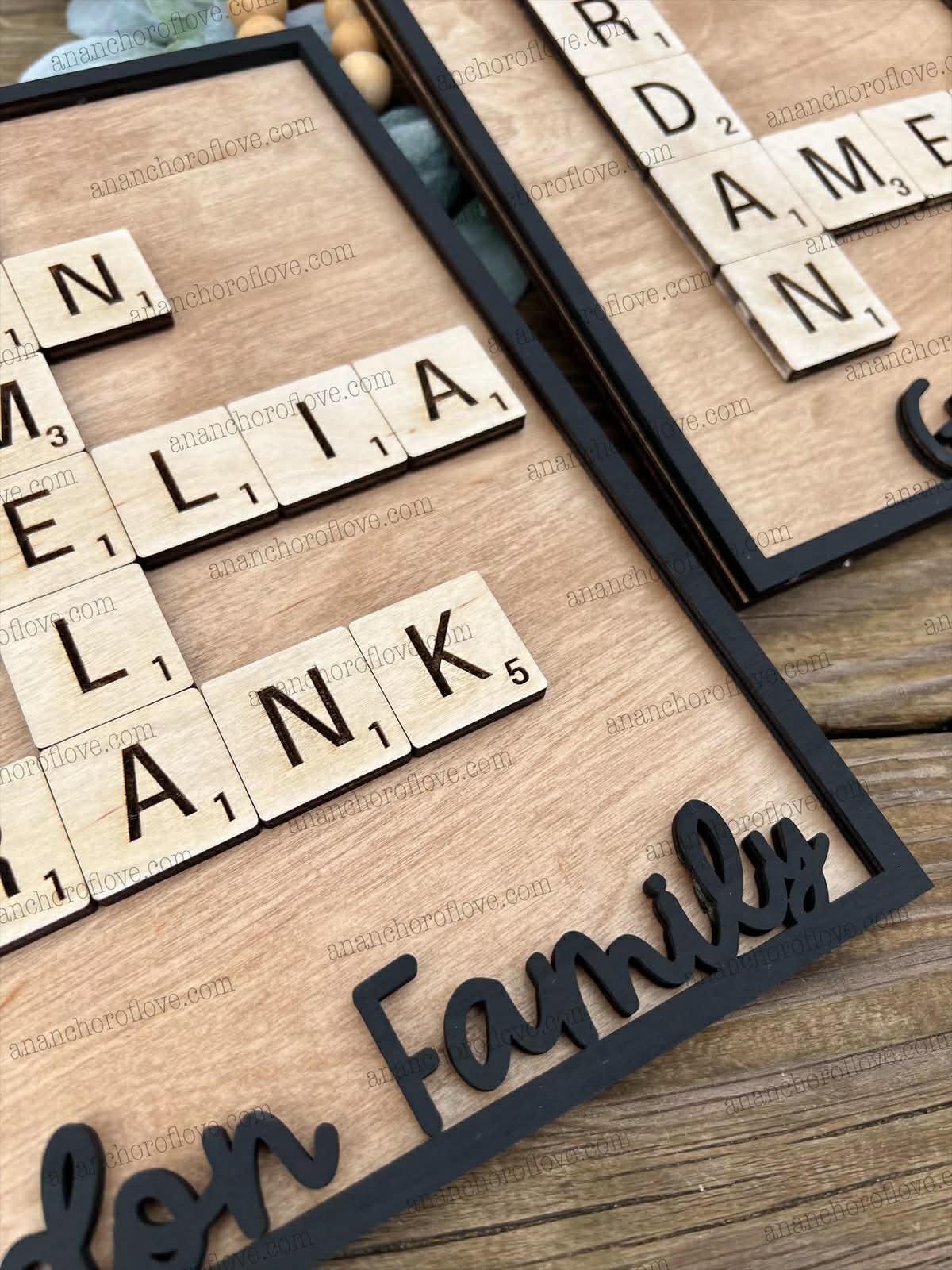 Family Crossword Puzzle Name Sign | Personalized Wooden Family Name Decor | Custom Wall Art, Mothers Day Gift Grandparents Gift