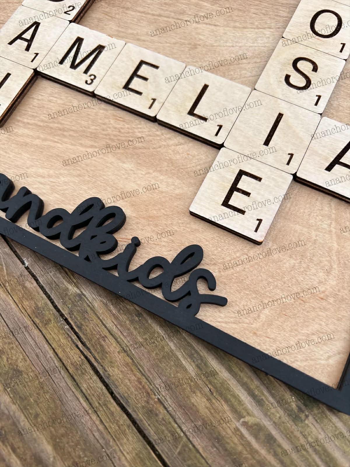 Family Crossword Puzzle Name Sign | Personalized Wooden Family Name Decor | Custom Wall Art, Mothers Day Gift Grandparents Gift