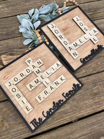 Family Crossword Puzzle Name Sign | Personalized Wooden Family Name Decor | Custom Wall Art, Mothers Day Gift Grandparents Gift