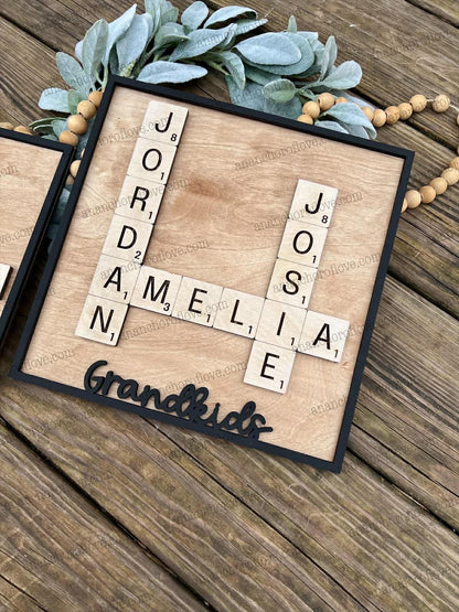 Family Crossword Puzzle Name Sign | Personalized Wooden Family Name Decor | Custom Wall Art, Mothers Day Gift Grandparents Gift