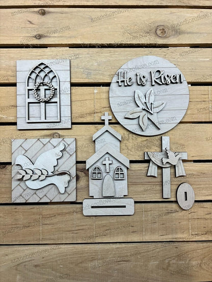 He is Risen DIY Paint Kit: Tiered Tray Laser Cut Wood Blanks