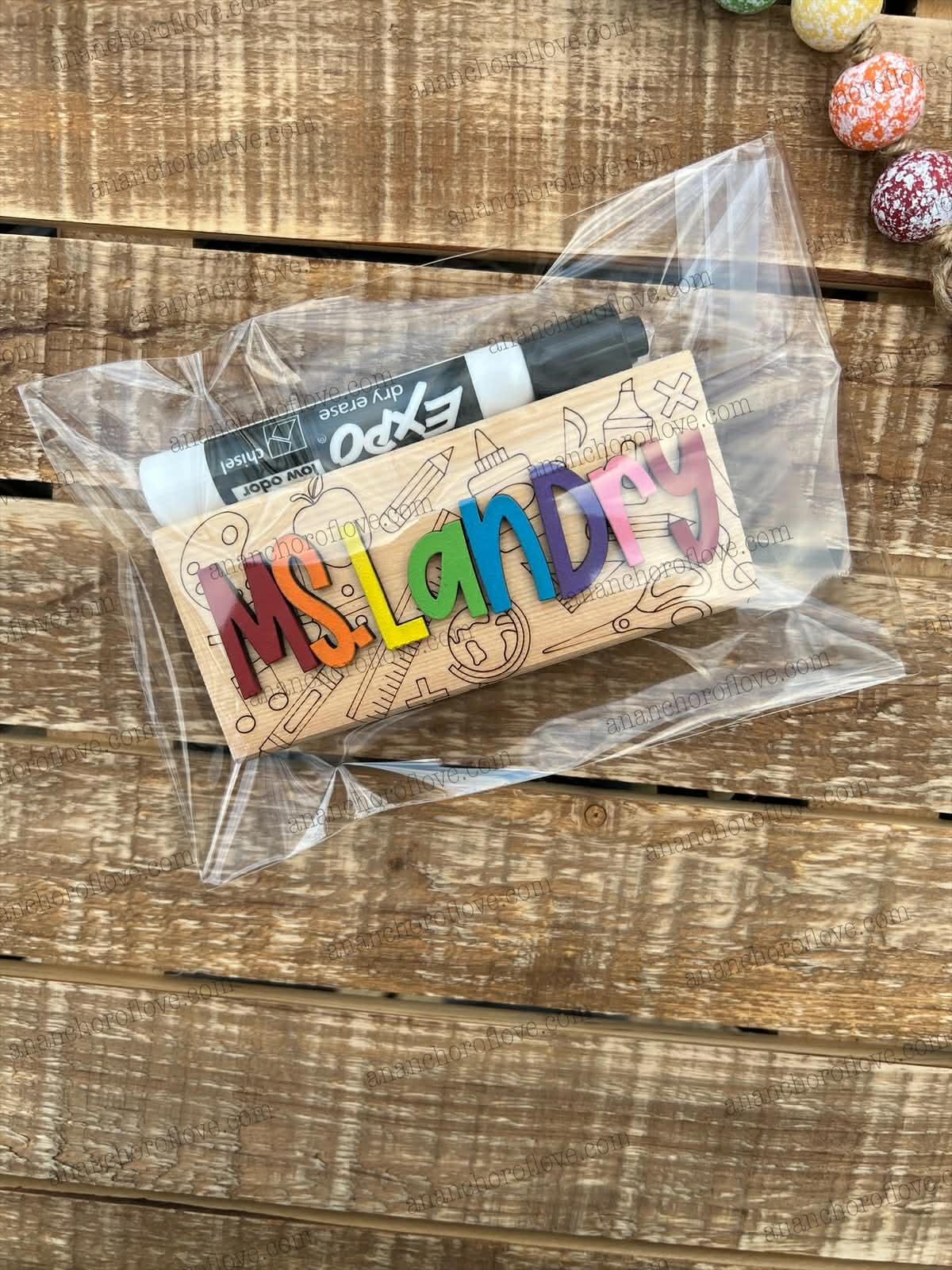 Personalized Dry Erase Chalkboard Eraser with Marker -Teacher Gift, Wooden Eraser- back to school, Teacher Appreciation gift