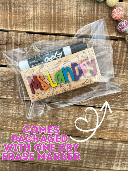 Personalized Dry Erase Chalkboard Eraser with Marker -Teacher Gift, Wooden Eraser- back to school, Teacher Appreciation gift