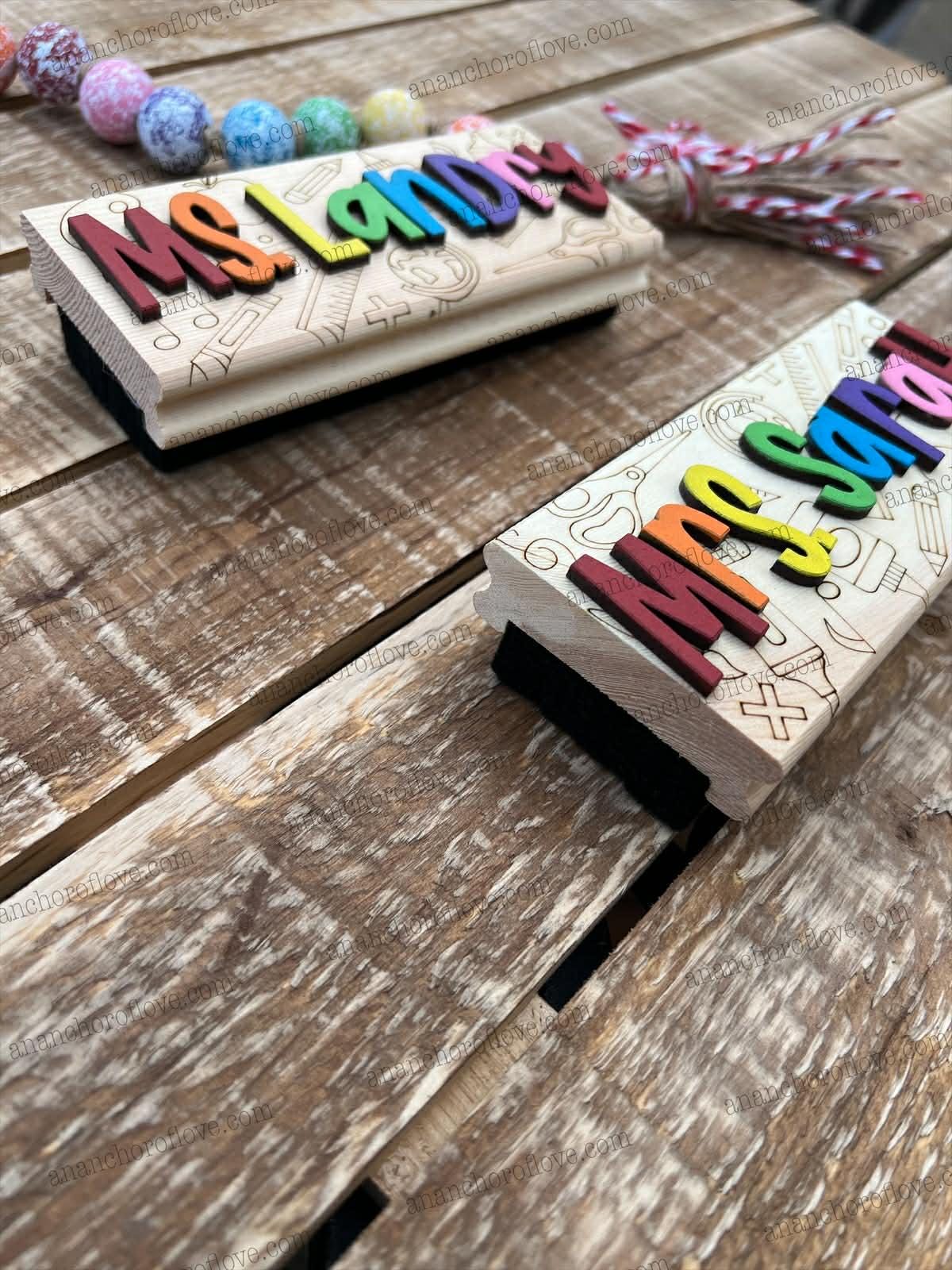 Personalized Dry Erase Chalkboard Eraser with Marker -Teacher Gift, Wooden Eraser- back to school, Teacher Appreciation gift