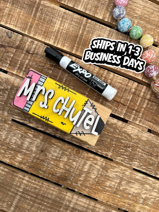 Personalized Hand Painted Dry Erase Chalkboard Eraser with Marker -Teacher Gift, Wooden Eraser- back to school, Teacher Appreciation gift