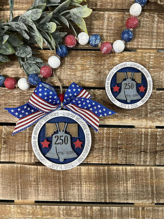 USA 250th Anniversary Wooden Liberty Bell ornament or magnet 2026 commemorative keepsake