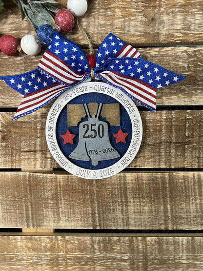 USA 250th Anniversary Wooden Liberty Bell ornament or magnet 2026 commemorative keepsake
